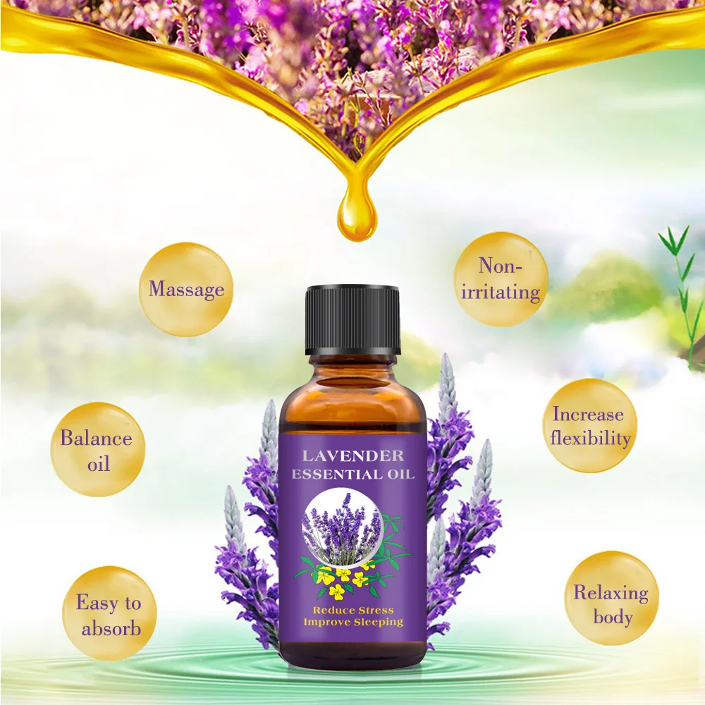 

New Product Lavender Pure Essential Oil Body Skin Care 100% Pure Natural Plant Flowers Body Massage Spa Essential Oil 30ml