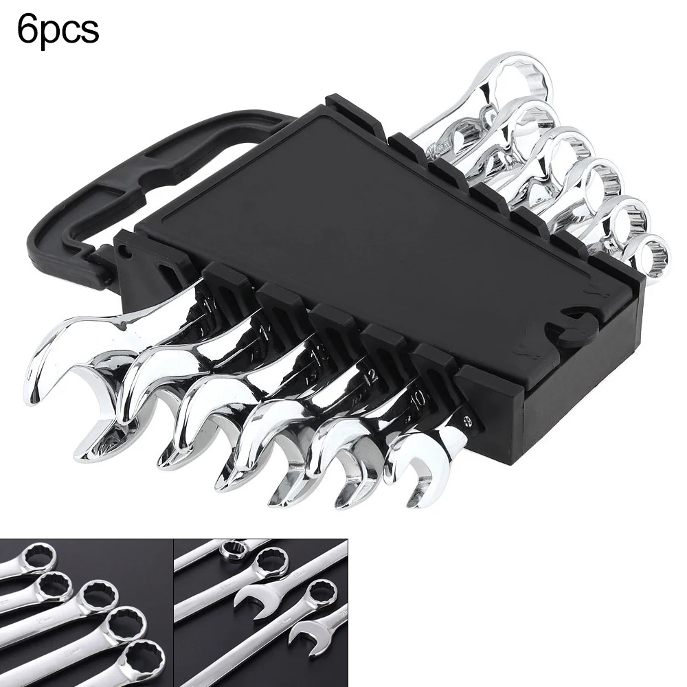 

6pcs/set 8mm-17mm Combination Wrench Set Dual-use Mirror Wrench Spanner for Home Installation Motorcycle Car Repair Tool