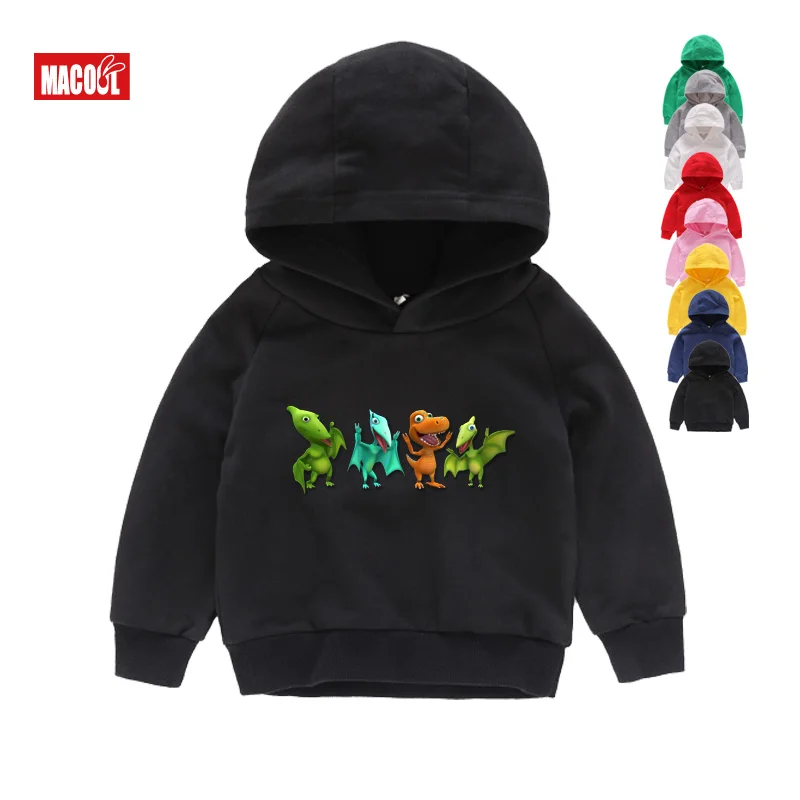 

BOYS Autumn Long Sleeves Hoodies Boys Cartoon Pterosaur Print Hoodies Sweatshirts Kids Winter Long Sleeves Black Hoodies 2T-8T