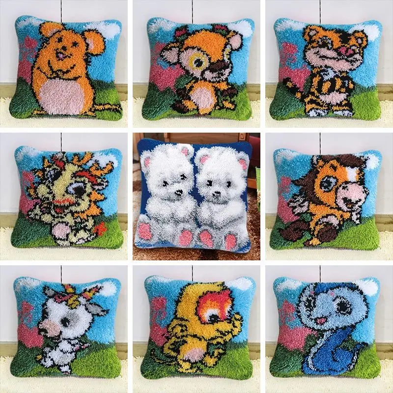 Knoopkussen Latch Hook Pillow Cover Foamiran For Needlework Cushion Embroidery DIY Cross Stitch Knooppakket 43/50 Cm | Дом и сад