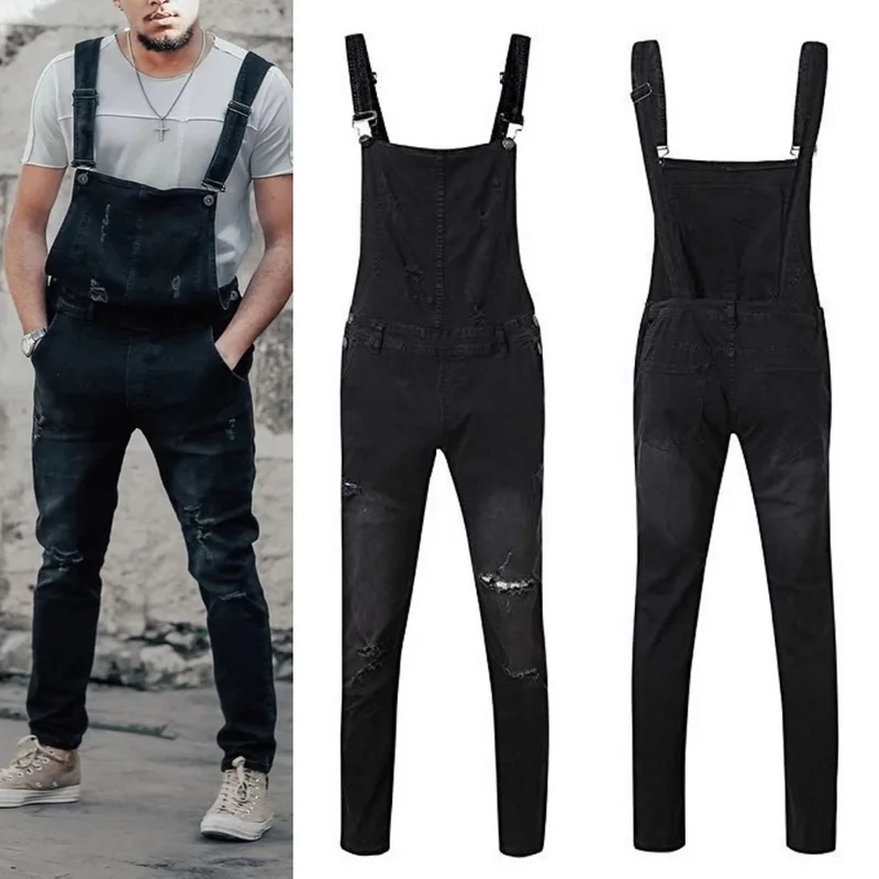 CYSINCOS новые модные мужские рваные джинсы комбинезоны Hi Street Distressed Denim bib Комбинезоны для мужчин брюки на подтяжках Размер S-XXXL