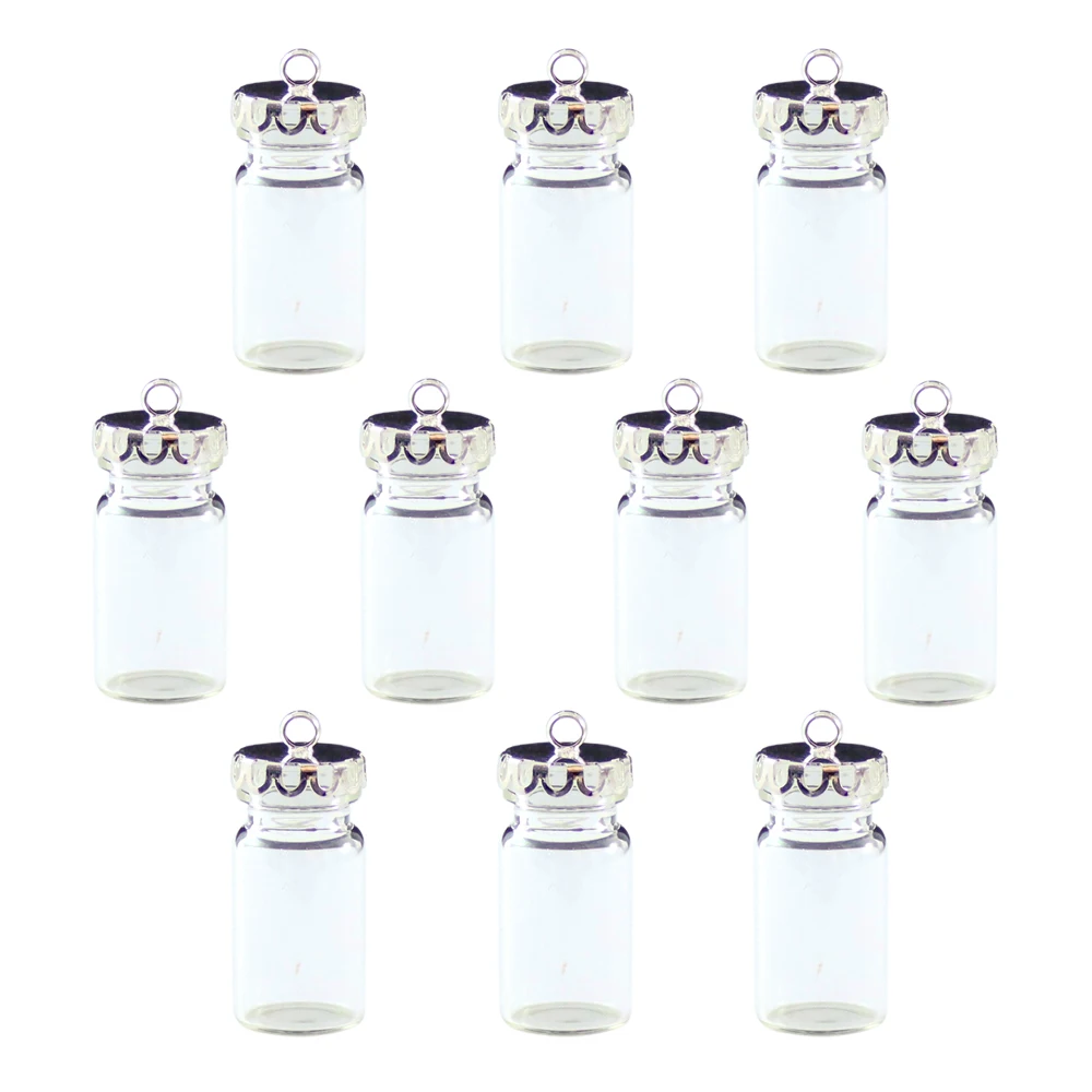 

8PCS 22x11MM Clear Glass Bottle Pendant with Lace Cap Small Bottle Pendants Diy Jewelry Findings