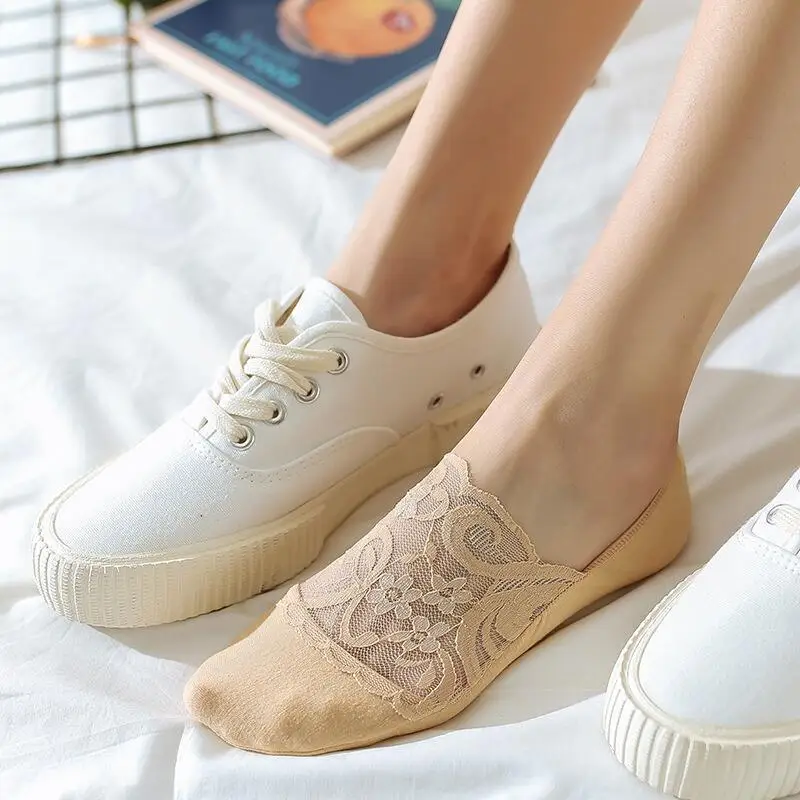 5 pair Summer women socks slippers non-slip breathable lace lace invisible socks sexy non-slip cool thin socks fashion socks