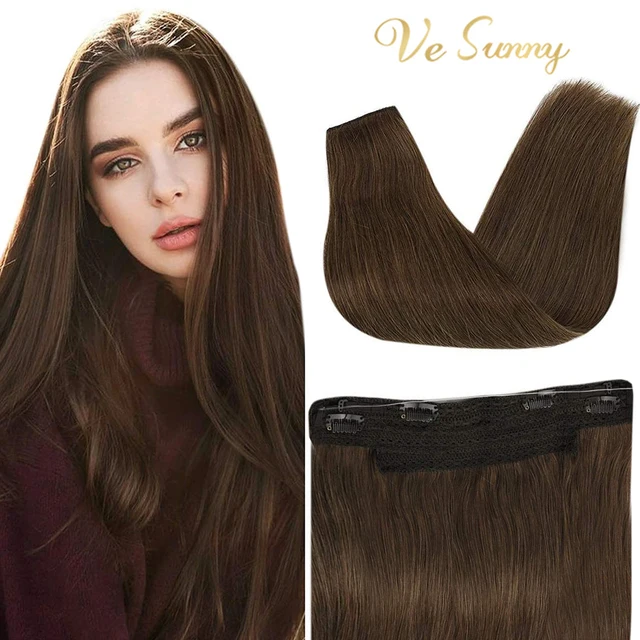 Human Hair Crown Extensions Blonde Hair Extensions Invisible Real Human Hair Double Weft Halo Real Hair Extensions Human Hair 8