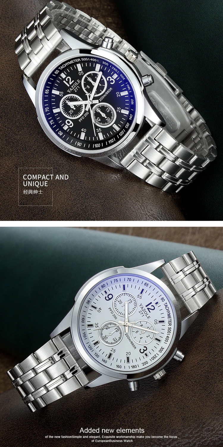 Классический дизайн мужские s часы YAZOLE Blue Ray кварцевые часы мужские из нержавеющей стали ремешок водонепроницаемые reloj hombre деловые мужские часы