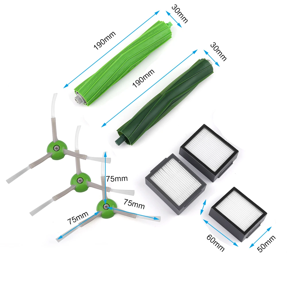 Сменные аксессуары пылесоса для iRobot Roomba i7 i7+ i7 Plus E5 E6 E7 фильтры+ щетки для подметания+ резиновая щетка