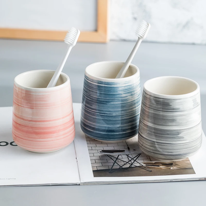 

Light Luxury Wash Gargle Cup Hand-painted Bathroom Toothbrush Holder Creative Ceramic Toothbrush Travel Bathroom Accessories Set