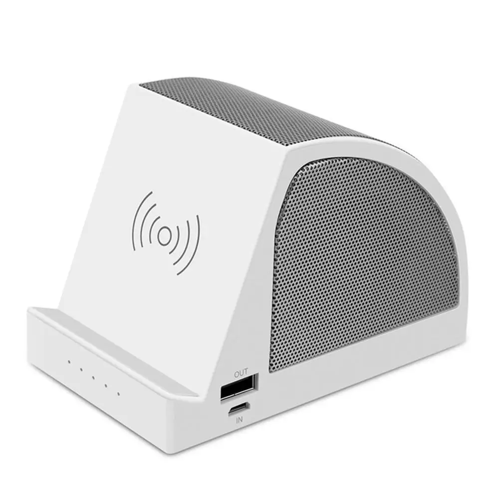 Белый Qi Быстрое беспроводное зарядное устройство bluetooth динамика стерео держатель телефона Мобильная мощность Быстрое беспроводное зарядное устройство беспроводной стерео сабвуфер - Цвет: Белый