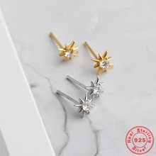 925 Sterling Silver Anise Star Stud Earrings for Women Simple INS Charming Crystal Zircon CZ Earrings Fashion Jewelry Gift