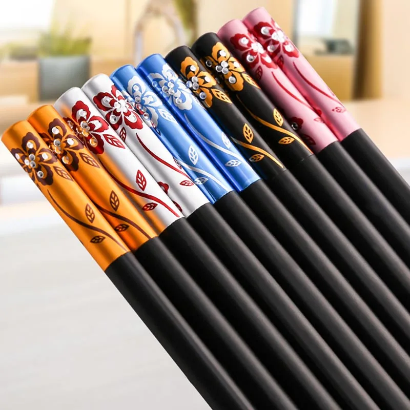 10 пар корейских палочек для еды нескользящий сплав японский набор домашняя