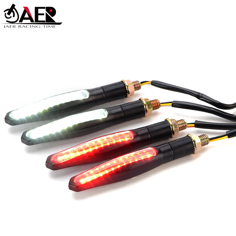 

JAER Emark LED Flowing Motorcycle Amber Turn Signal Indicators DRL and Sequential Red Brake Light Warning Blinkers Flashers Lamp