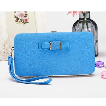 

Multifunctional Korean coin purse bow lunch box bag lady wallet long mobile phone bag womens wallets cute wallet