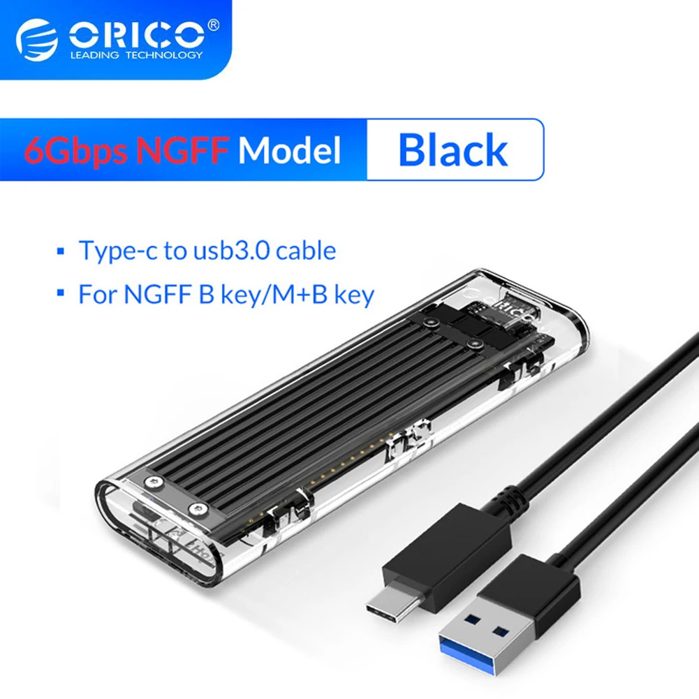 ORICO M2 SSD чехол M.2 к USB Type C прозрачный корпус жесткого диска NVME для PCIE NGFF SATA M/B Ключ