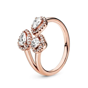 

FAHMI 100% 925 Sterling Silver 188494C01 Rose Geometric Shapes Ring Fashion Simple Romantic Original Women's Jewelry Gift
