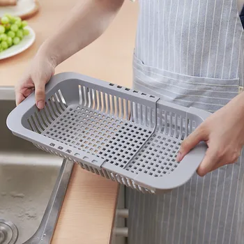 

Fashion Kitchen Retractable Sink Drain Basket multi-purpose Small size large capacity Plastic Dish Rack Filter Water Basket F1