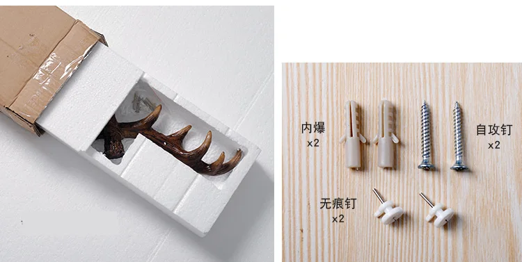 Creative Antlers Hook Deer Head Wall Hanging Bag Key Hook Coat Hook Racks Hanger Holder Modeling Wall Decor