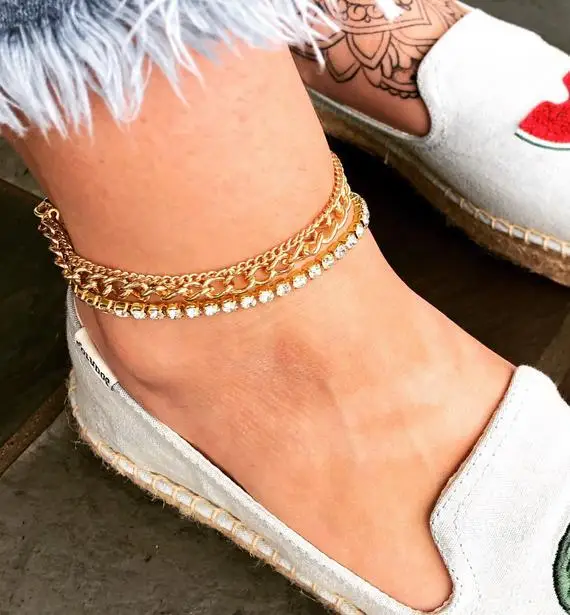 Gold Silver Color Alloy Punk 3 Pcs/Set Ankle Chains Female Simple Anklets for Women 2020 Fashion Summer Beach Foot Jewelry - Image 3