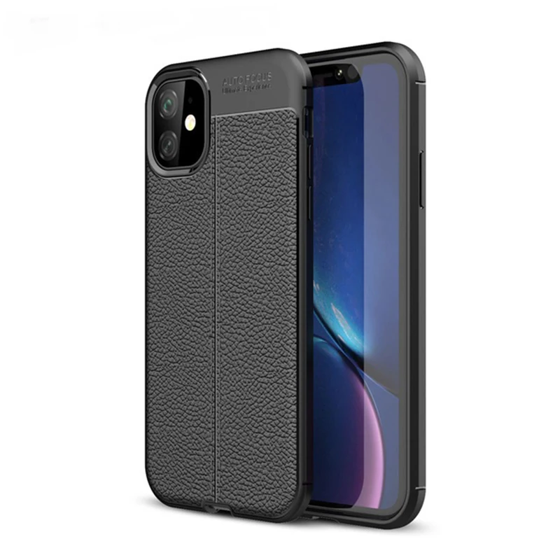 

Litchi pattern Ultra Thin Matte Business Soft TPU Shockproof Anti-Scratch Bumper Phone Case for iphone 11 5.8 6.1 6.5 phone case