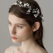 Стразы в виде листьев, свадебная повязка для волос, лоза, головные уборы, серебряные птичьи аксессуары для волос для невест