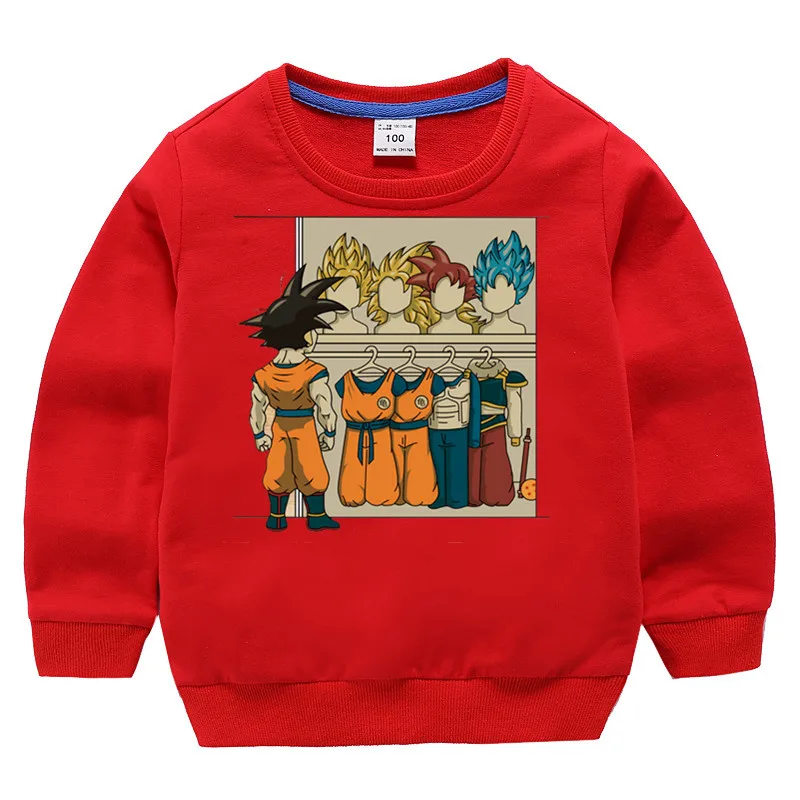 Детский хлопковый пуловер с принтом «Dragon Ball Z super Son Goku» для девочек топы для маленьких мальчиков, осенняя одежда свитшоты для мальчиков - Цвет: T75D-Red