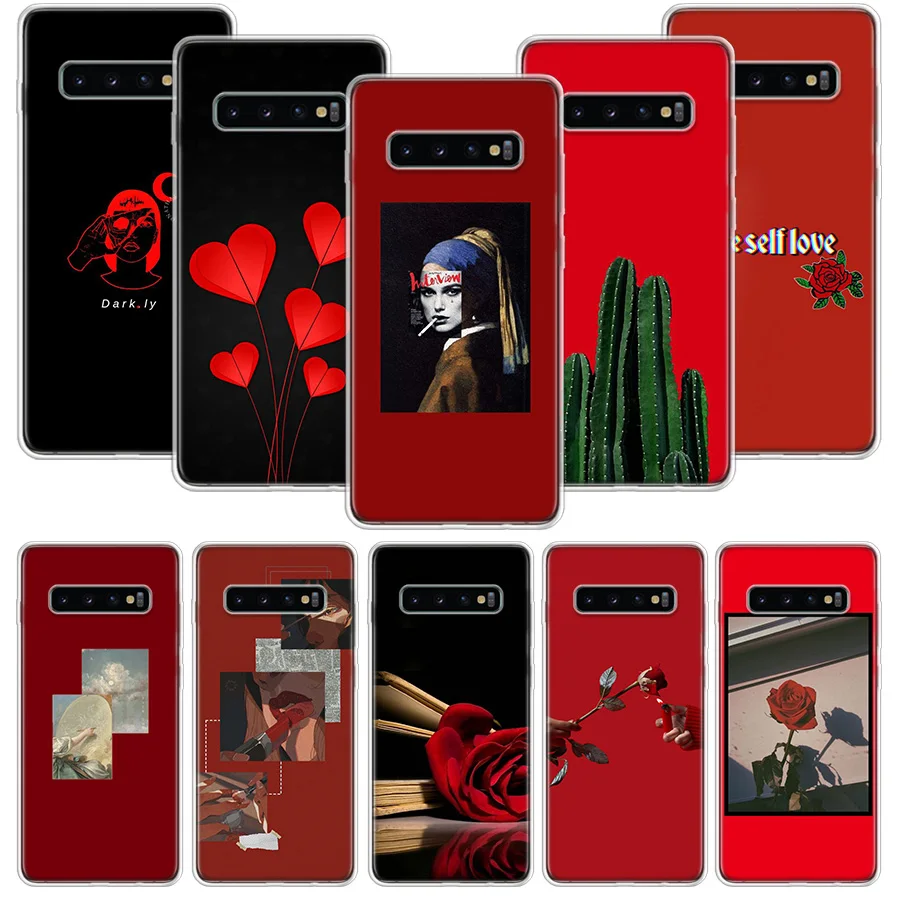 Merah Corat Coret Estetika Quotes Case Untuk Samsung Galaxy Note 10 9 8 S10 Lite S9 S8 J4 J6 J8 Plus 2018 S7 S6 Tepi Soft Phone Coque Setengah Dibungkus Kasus AliExpress