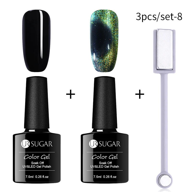 Ur Sugar 3 шт 9D Galaxy Гель-лак для ногтей с эффектом «кошачий глаз» набор Хамелеон для использования с магнитом замочить от УФ/светодиодный лак для ногтей Полупостоянный Маникюр гель лак - Color: 3pcs laser8