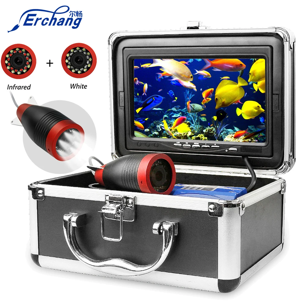 Камера для подводной рыбалки Erchang 1000TVL 7 &quot15 м/30 м 12 шт. белая + инфракрасная камера