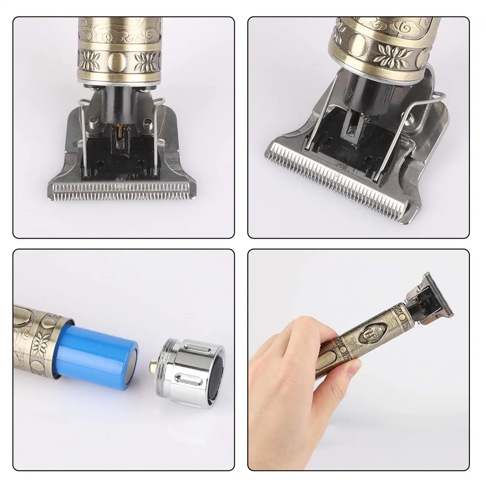 Hairdresser Hair Clip Electric Rechargeable Outliner Grooming Cordless T-Blade Trimmer for Men 0.1mm Baldheaded Hair Clippers