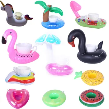 

1PC Air Mattresses for Cup Inflatable Flamingo Drinks Cup Holder Pool Floats Bar Coasters Float Devices Pink Toy Drink Holder