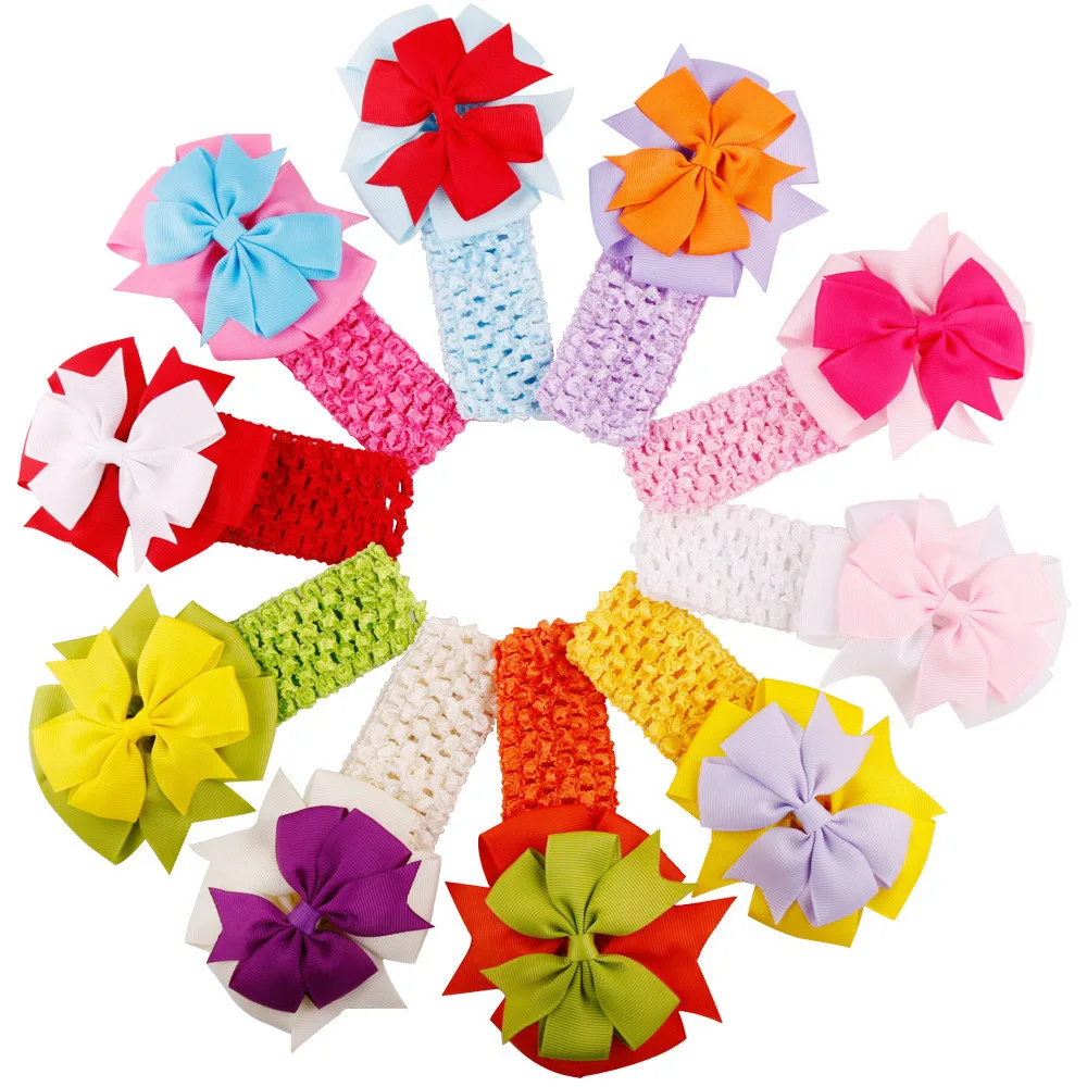 New Hot Children Bowknot Hairband Winter Baby Knitted Headwear Cute Solid Color Wool Protection Headgear Hair Accessories | Детская