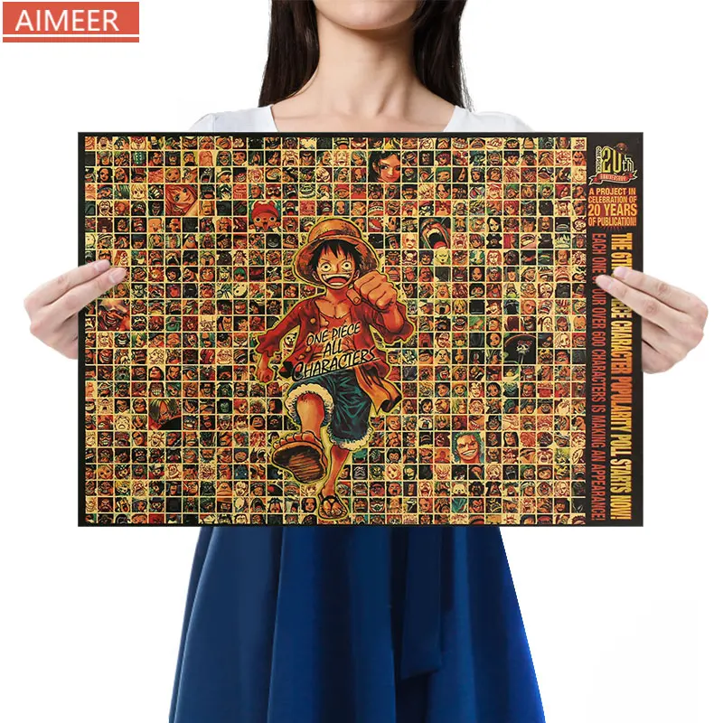 AIMEER Аниме One Piece Luffy персонаж Аватара Коллекция Ретро Крафт Бумага постер домашний