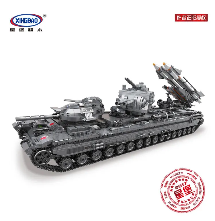 XingBao 06006 3663 шт. Творческий MOC военные серии KV-2 Танк набор образования детей строительные блоки кирпичи игрушки модель Gif