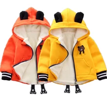 Зимние теплые куртки с капюшоном для маленьких мальчиков, пальто для маленьких мальчиков, детская бархатная куртка, верхняя одежда, осенняя верхняя одежда с рисунком для малышей, куртки
