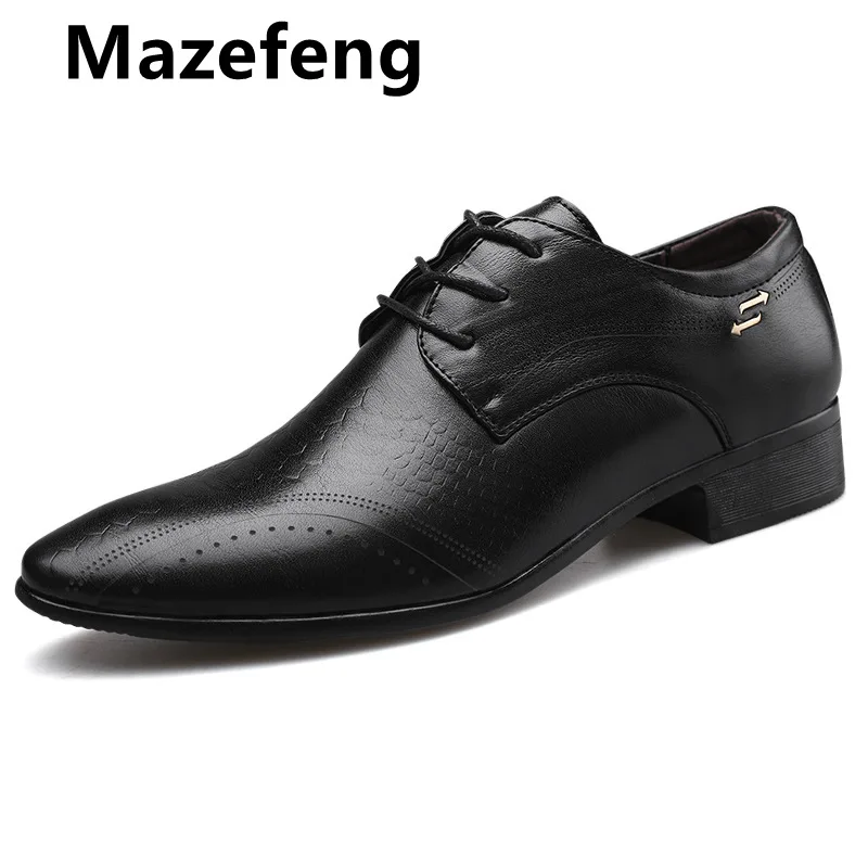 Mazefeng 2019 новые официальные туфли мужские с острым носком классические кожаные
