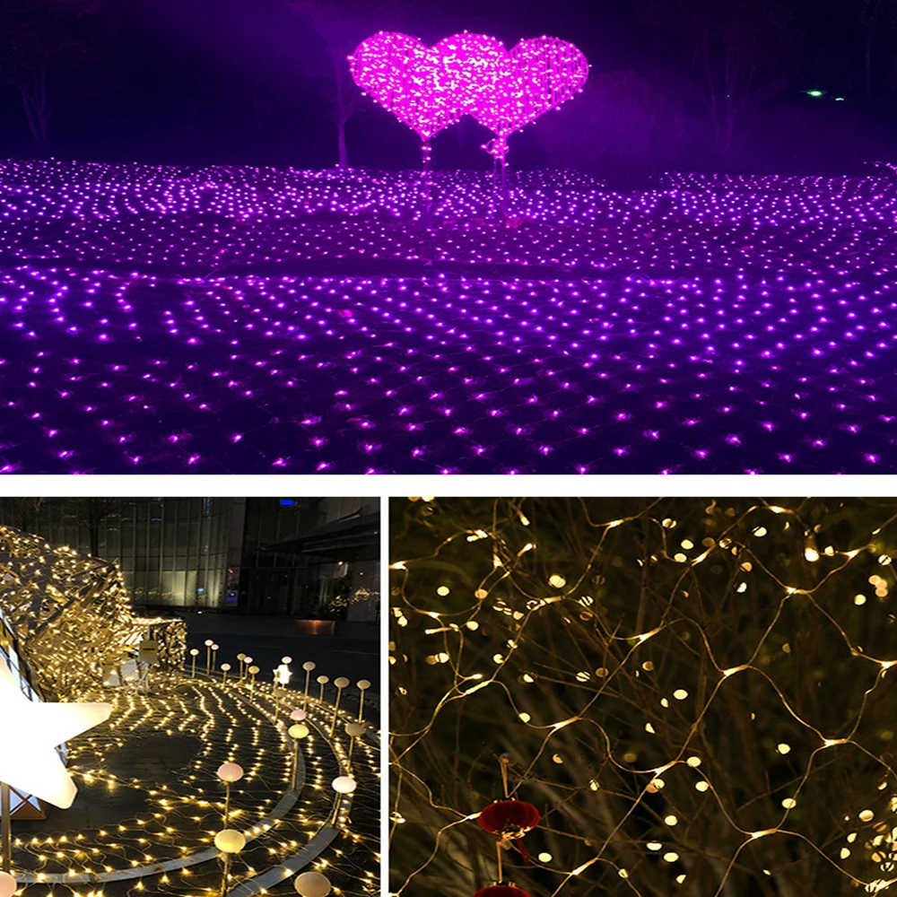 3x2M Christmas Garlands LED String Valentine Net Lights Fairy Party Garden Wedding Outdoor Decoration Curtain Lights String 10