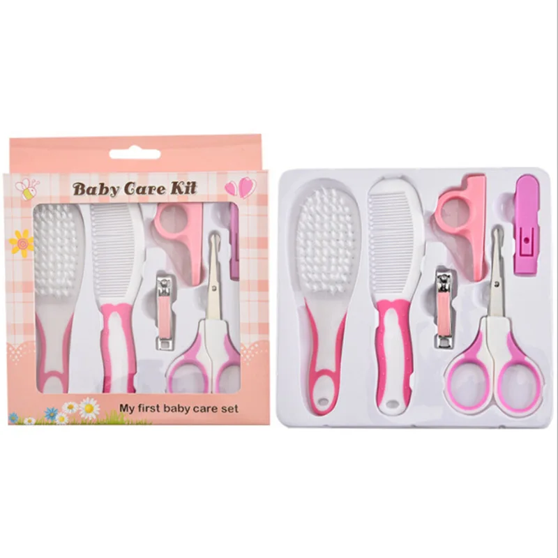 Baby Kids Toddler Healthcare Kits Grooming Care Nail Hair Care Set High Quality Nail Clipper Hair Comb Nail Scissor - Цвет: pink