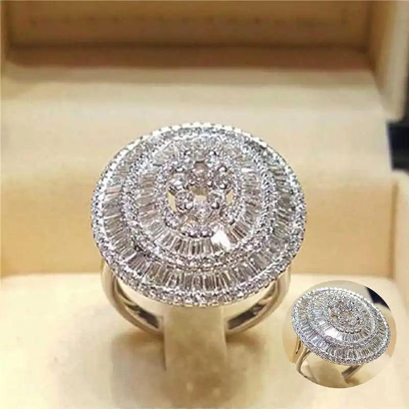 Модное серебряное роскошное Женское Обручальное кольцо блестящие ювелирные изделия