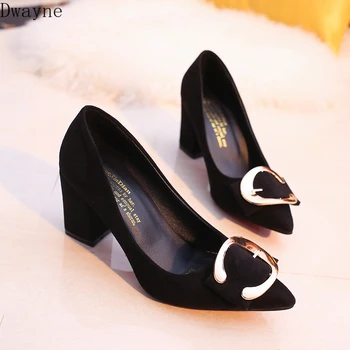 

Spring and autumn new pointed women's single shoes Korean version of wild black suede high heels