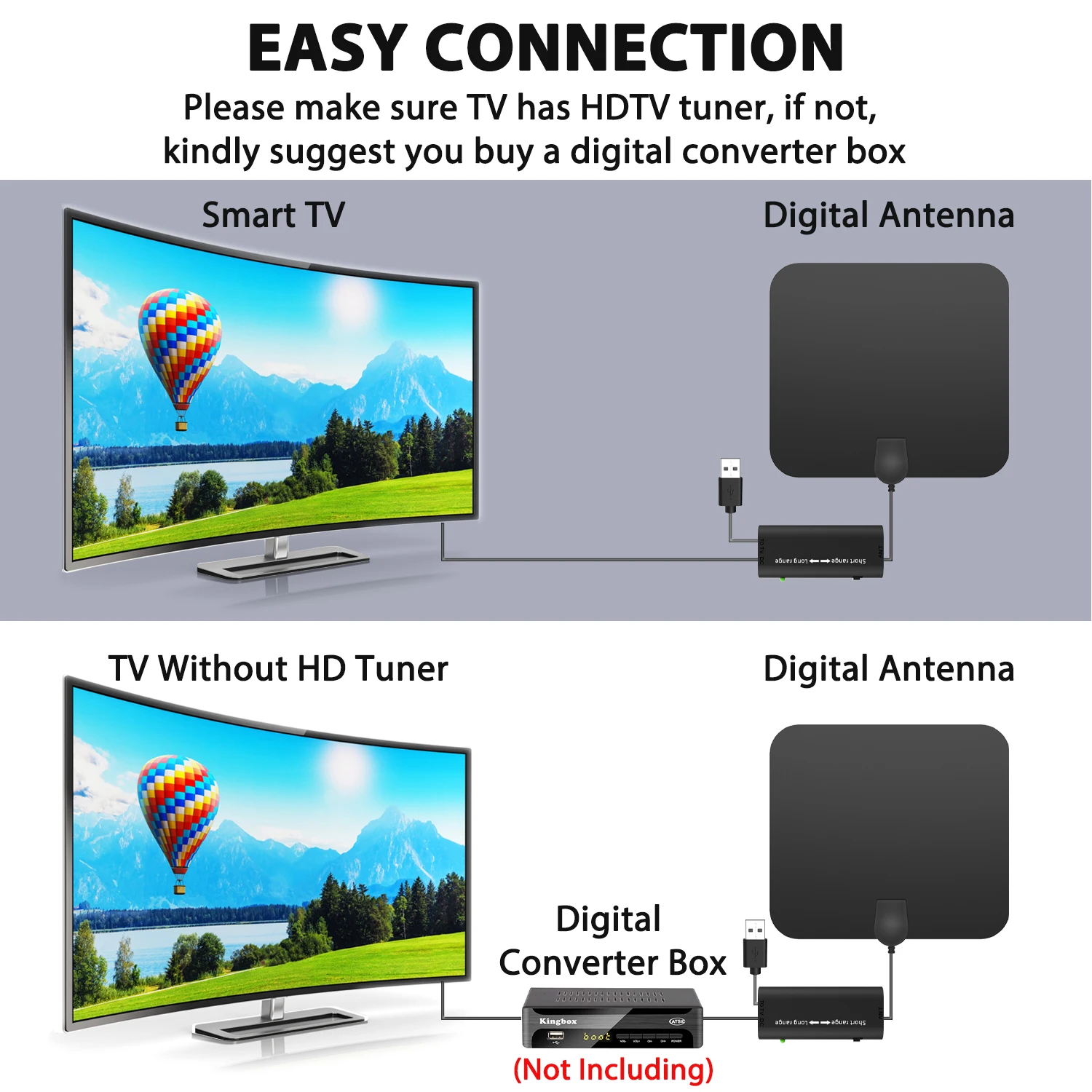4K Flat Indoor TV Antenna HD Digital Aerial Amplifier High Booster Signal Capture Universal tv antenna tv antenna booster signal amplifier