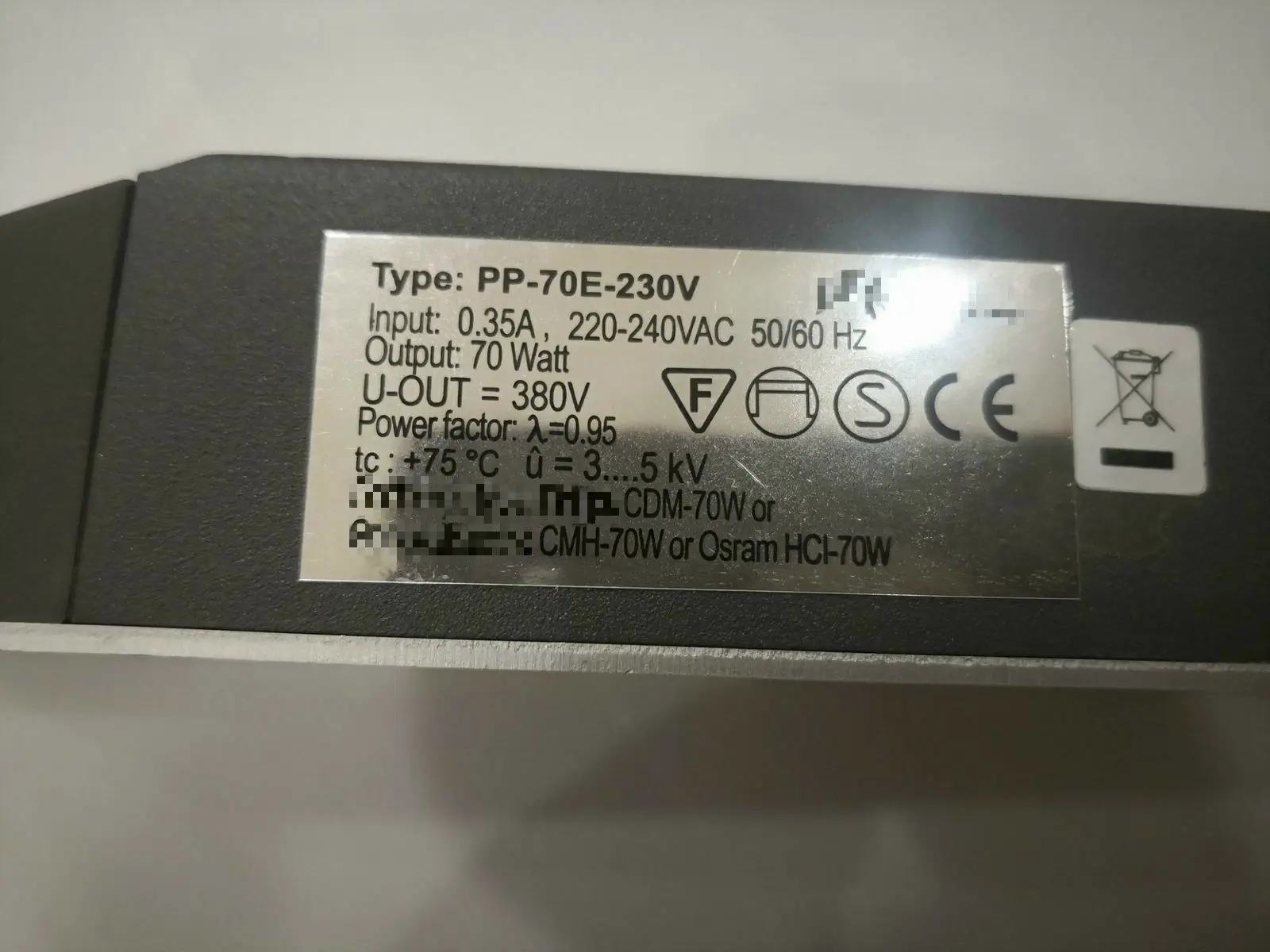 PP-70E-230V HCI CMH-70W Металлогалогенная лампа балласт