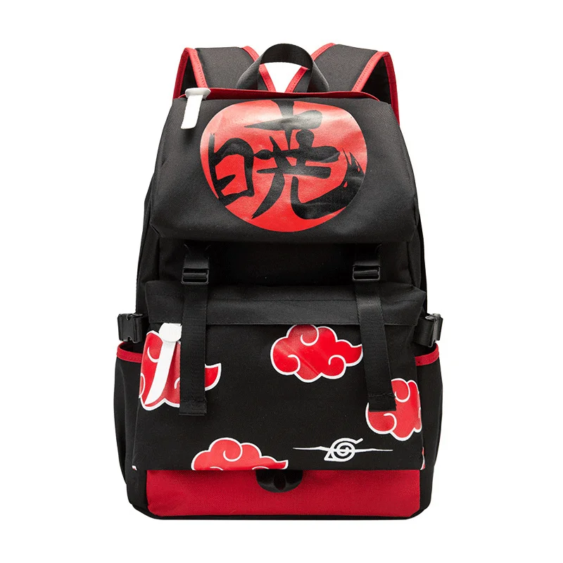 Anime Ninja Cosplay Kakashi Backpack Akatsuki Red Cloud Student School Shoulder Bag Teentage Travel School Bag Gift