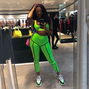 

Fannic Two Piece Set Tracksuit Women Summer New Arrivals Fashion Style Neon Green Tank Tops and Pants Matching Sets Outfits