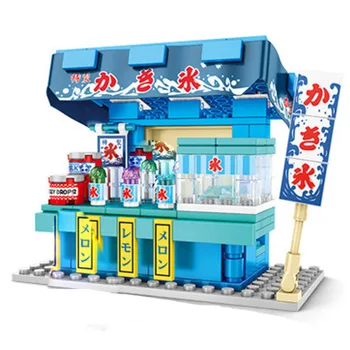 

New sale Enlighten City Live Sence Retail Shop Japan Food Octopus Sushi Store Street Building Blocks collection diy Toys Gifts