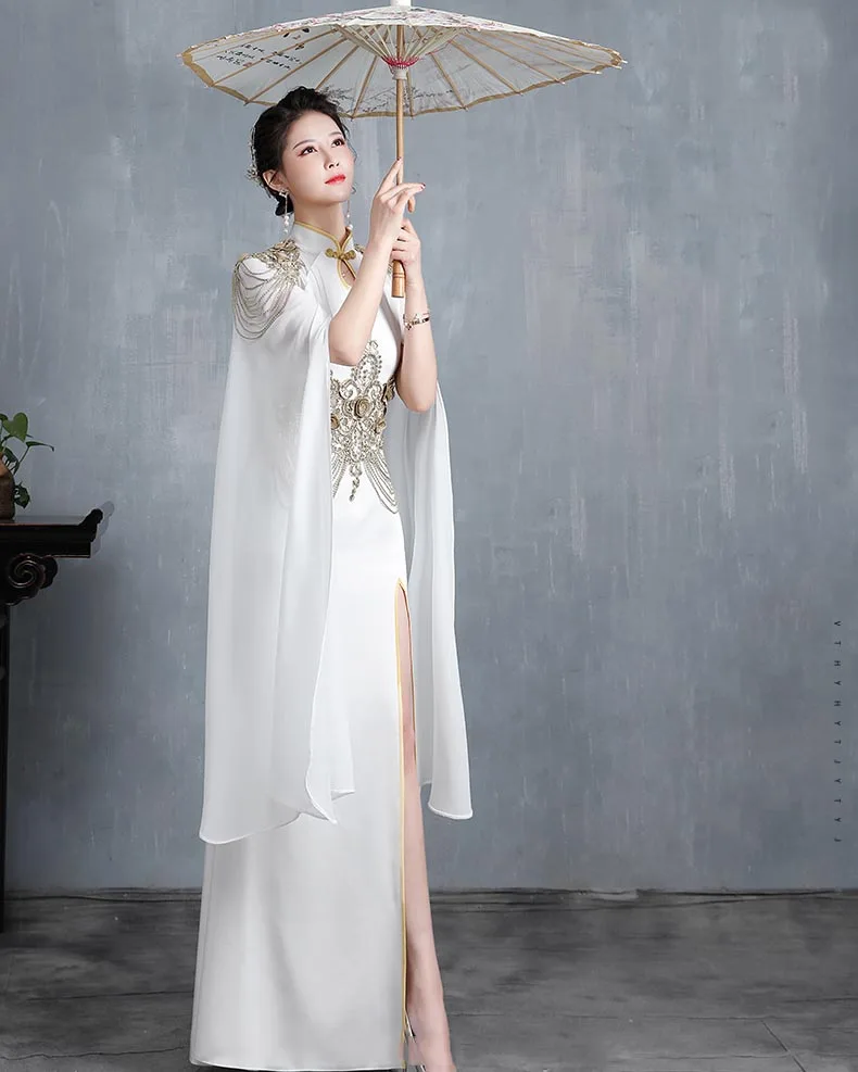 White Chinese Dress Qipao Cheongsam Dress Plus Size Modern Oriental Embroidery | eBay White Chinese Dress Qipao Cheongsam Dress Plus Size Modern Oriental Embroidery | eBay
