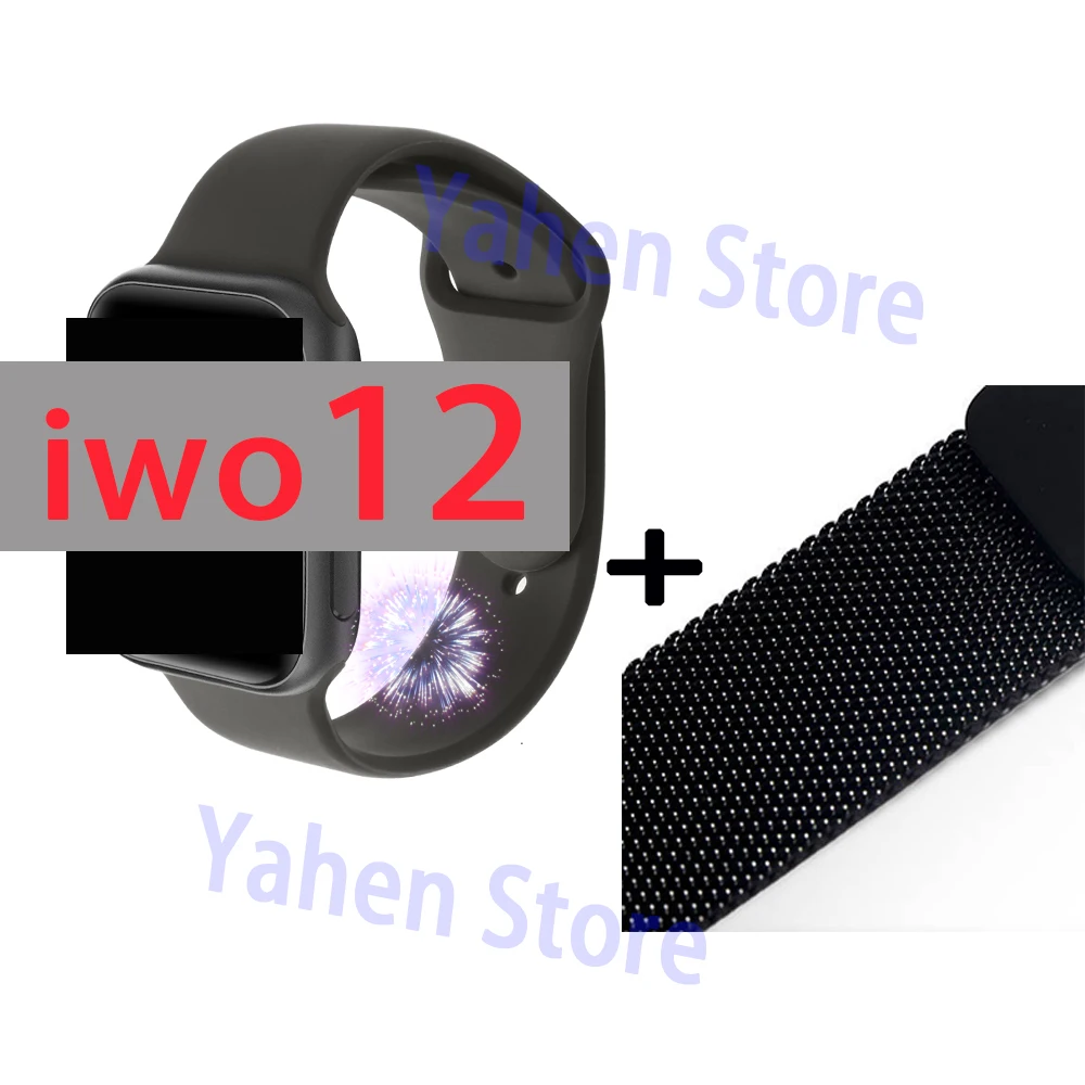 B Milan black IWO 12 умные часы серии 5 40 мм 44 мм Bluetooth ЭКГ для Apple IOS Android телефон сердечного ритма smartwatch PK IWO 11 Pro 8 Plus 10 13 - Цвет: B Milan black