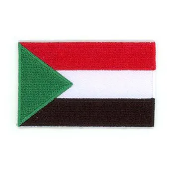 

Custom Patches for Flag Sudan Embroidered Labels for Clothing Twill with Flat Broder with Iron On Backing Custom and MOQ50pcs
