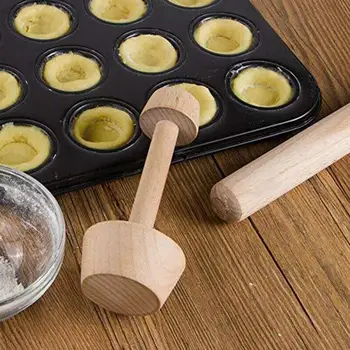 

Wooden Pastry Pusher Double Head Egg-tart Cake Bottom Mold Baking Tool Rolling Pins Pastry Boards