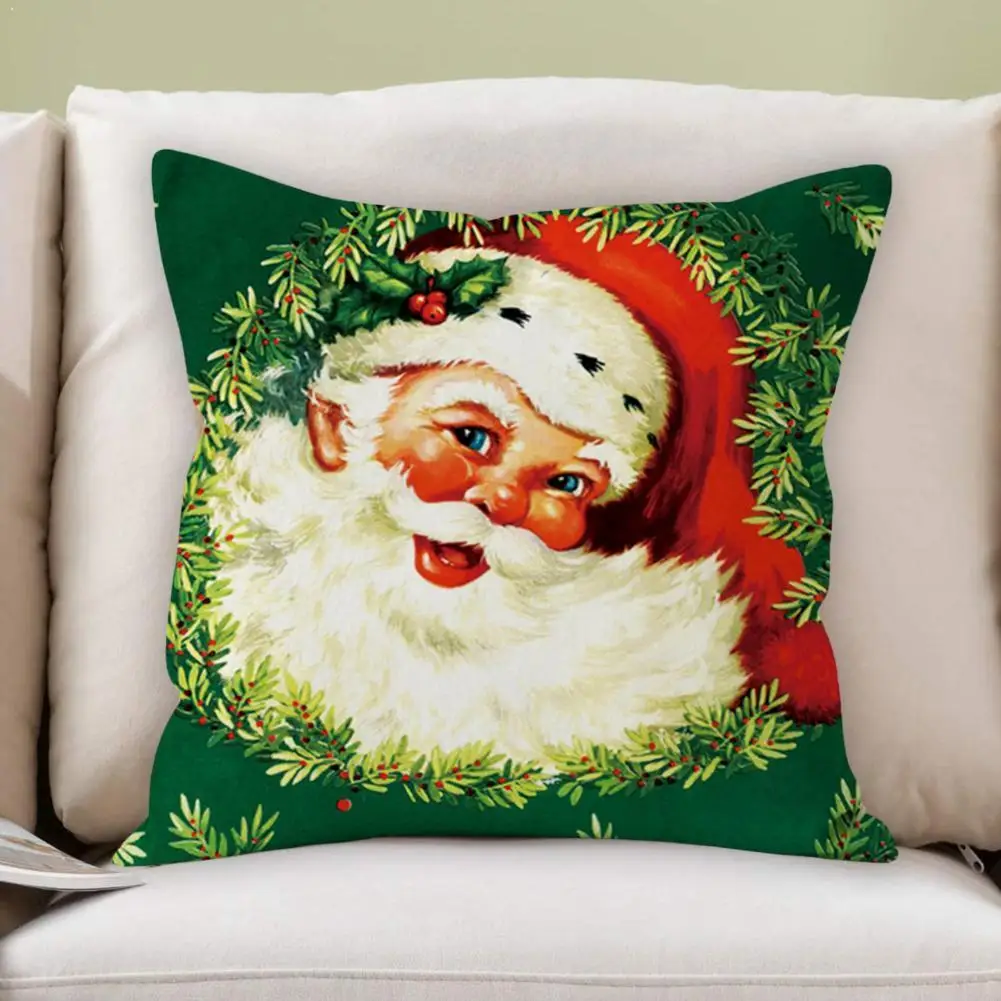 

Christmas Decorative Pillowcases Polyester Christmas Claus Decor Home Santa Cartoon Elk Cover Throw Pillowcase Pillow P5T9