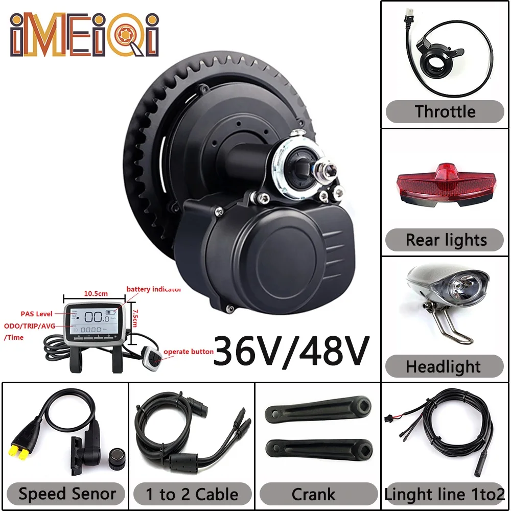 IMEIQI Tongsheng TSDZ2 E bike 42T Mid Drive Motor 36/48V 250 500W with