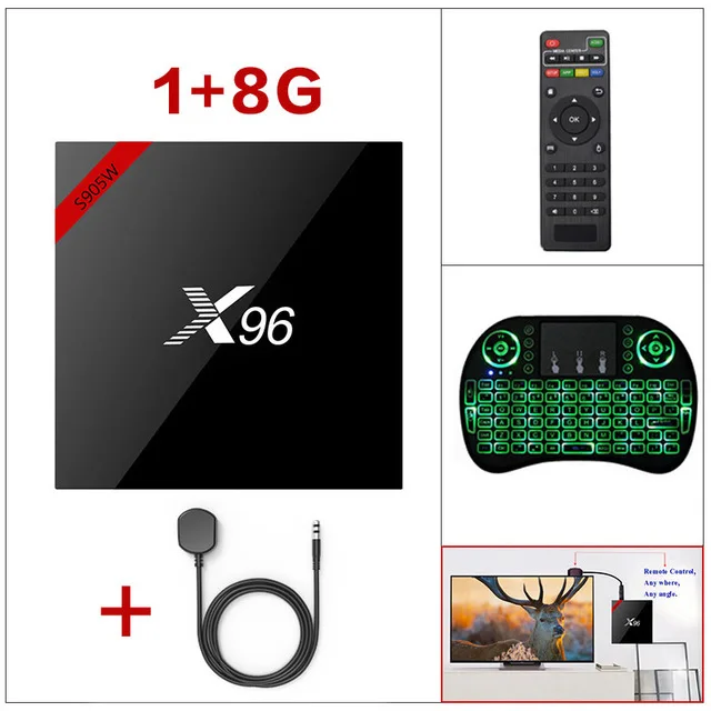 1G 8G IR i8 backlit X96 S905W Android 7,1 Smart tv Box Amlogic S905W четырехъядерный Android 7.1.2 1 Гб 2 Гб ram 2,4G WiFi 4K HD X96 S905W телеприставка - Цвет: 1G 8G IR i8 backlit